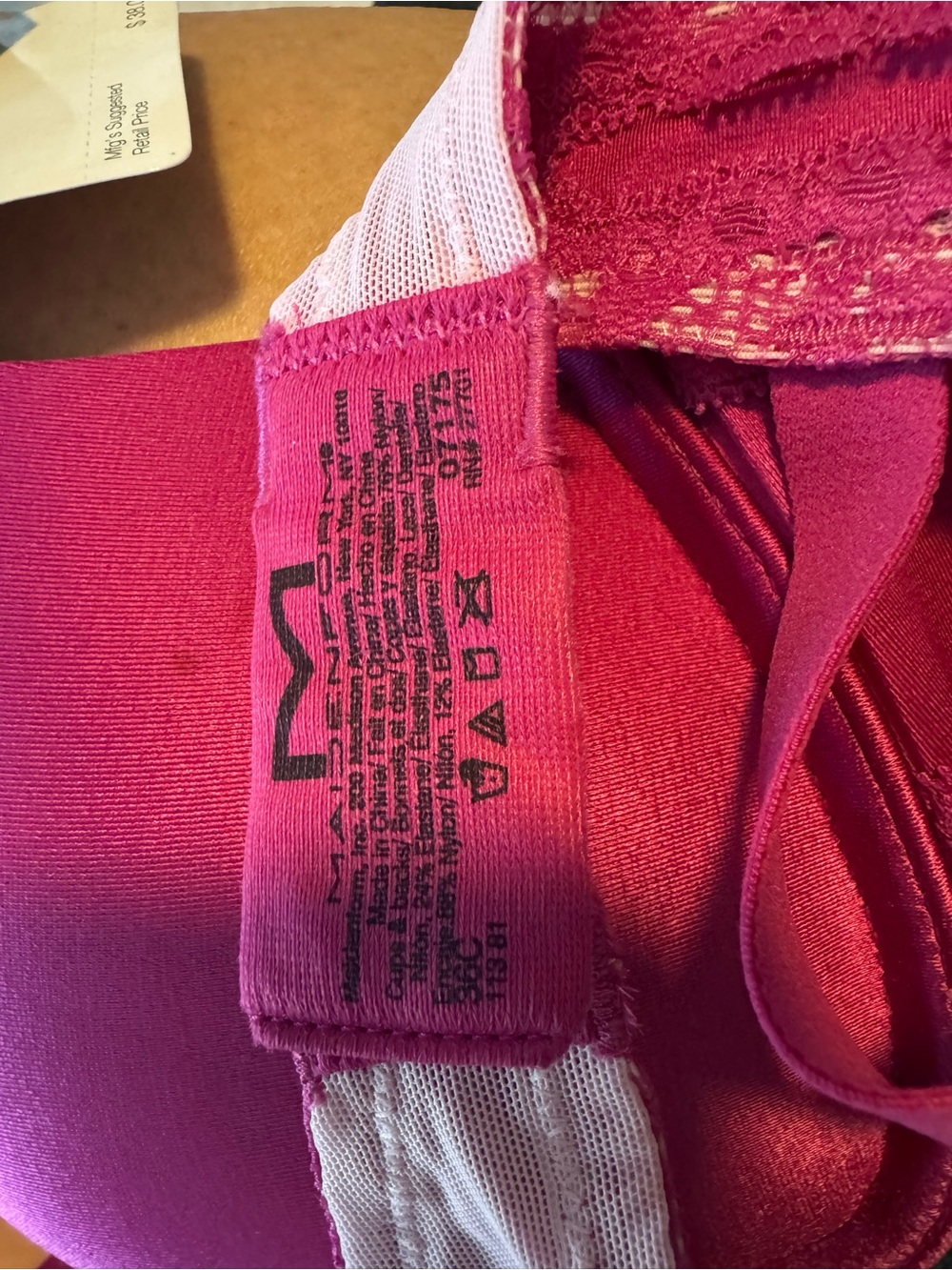 NWT VTG Maidenform Custom Lift Bra 07175 Sz 36C Hot Pink Lace 90th Anniversary